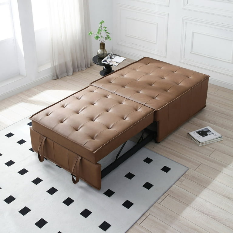 Leather single sofa bed discount