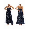 thumbnail image 3 of Women Graphic Maxi Dress Spaghetti Strap Floral Boho Long Dress Flowy Summer Holiday Beach Dress Hidden Blue Flowers S, 3 of 7