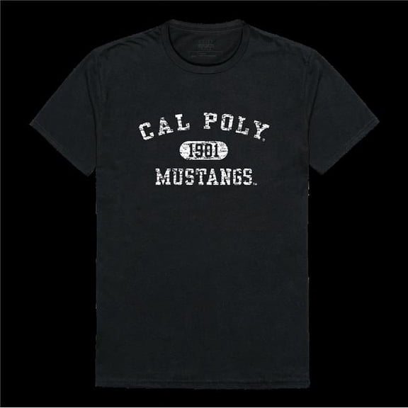 W Republic 574-167-BLK-04 California Polytechnic State University San Luis Obispo Mustangs Distressed Arch College T-Shirt, Black - Extra Large