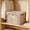 Brown #M, variant on Textured Cotton Weave Fabric Storage Bins Stackable Garments Organizer with Clear Window, Foldable Compressible Containers for Bedroom Wardrobe Space Bedding Blanket Toy Book Dwelling Organization