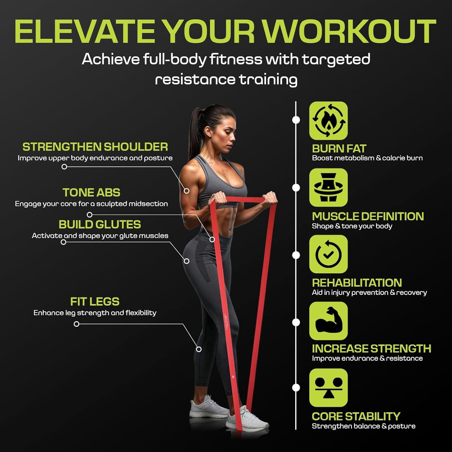JJEAN-Fabric Resistance Bands for Working Out – 5 Strength Levels from Extra Light to Extra Heavy – Thick Workout Bands for Legs, Glutes, HIPS, Stretching, Strength Training with Storage Bag
