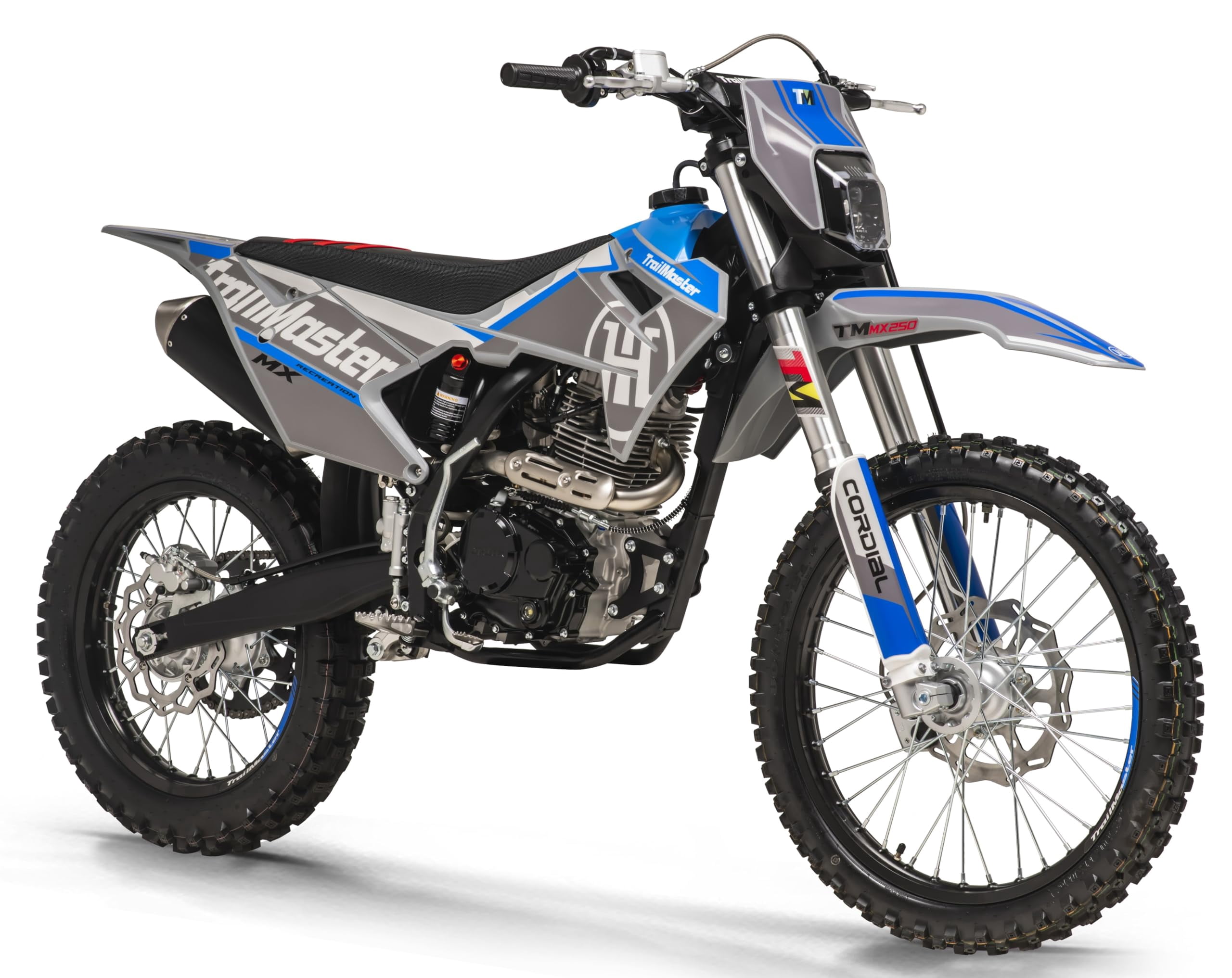 Trailmaster JHL Pro Series TM MX250 Dirt Bike Electric Start, Extended Frame, 21 inch Front tire, 35.4" seat Height Manual Trans (Blue)