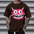 thumbnail image 1 of Blusas y camisas de manga corta con cuello redondo para hombre, blusas casuales de verano a la moda con cuello redondo y estampado para hombre., 1 of 4