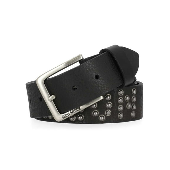Harley-Davidson Men's Hand Hammered Rivet Genuine Leather Belt, Black (2XL), Harley Davidson