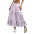 thumbnail image 2 of hengsof Girls Soft Fabric Casual Skirt for 5-14 Years Old Solid Color Elastic Waist Flowy Midi Skirt Everyday Summer Comfort Skirt, 2 of 5