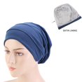 thumbnail image 3 of LEEYNEER1pc Female Nightcap Double-layer Night Hat Multi-function Night Sleeping Head Cover Dark Blue, 3 of 6