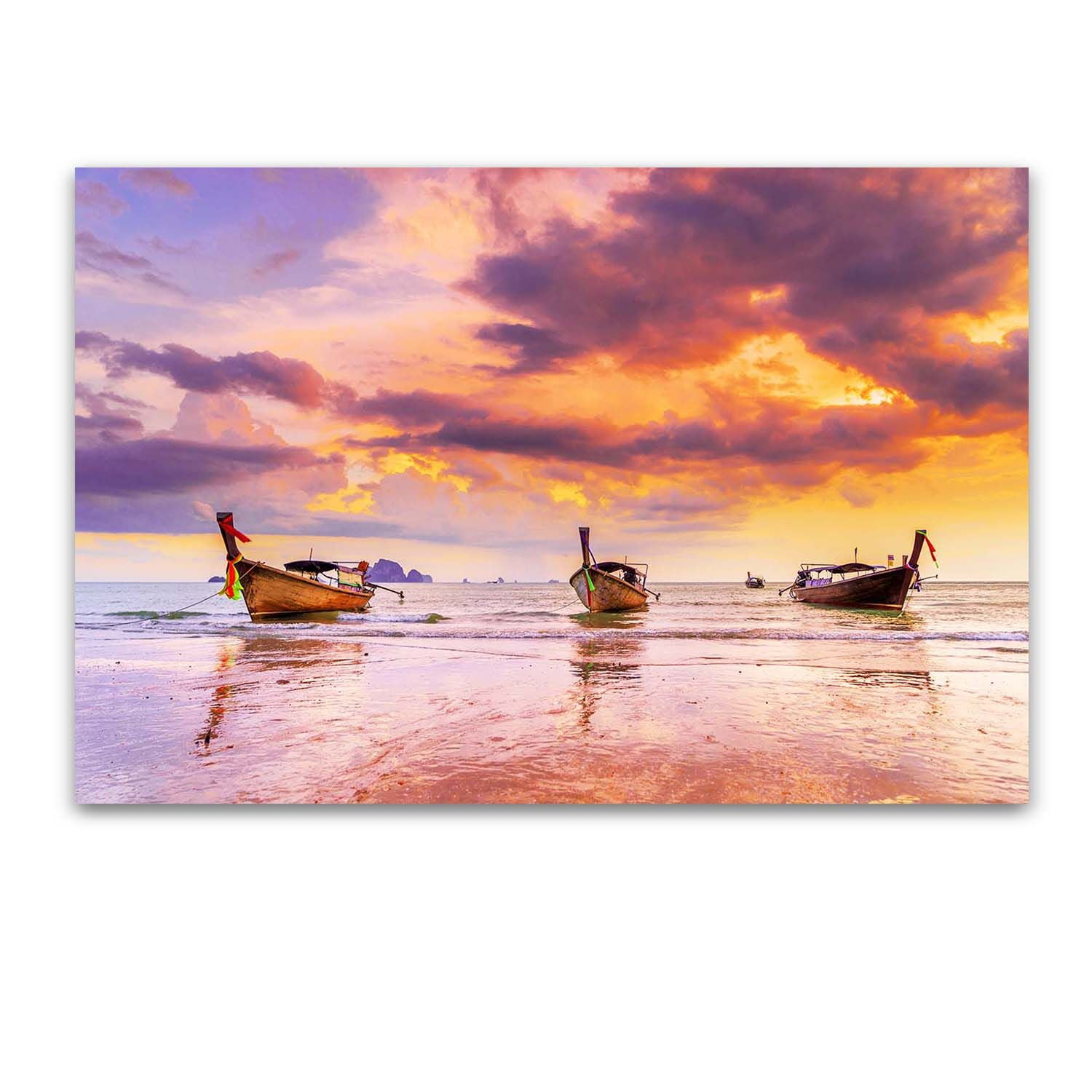 Startonight Tempered Acrylic Glass Wall Art Boats on the Purple Sea
