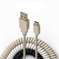 thumbnail image 4 of Cable en espiral USB-C tipo C V2 de alta calidad para teclado mecánico de 6,6 pies. blanco, 4 of 7