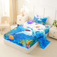 thumbnail image 2 of Castle Fairy Watercolor Birthday Shark Art Twin Sheets 3pcs,Confetti Gift Coral Party Print Bedding,Purple Cyan,1 Fitted Sheet,1 Flat Sheet and 1 Pillowcase, 2 of 6