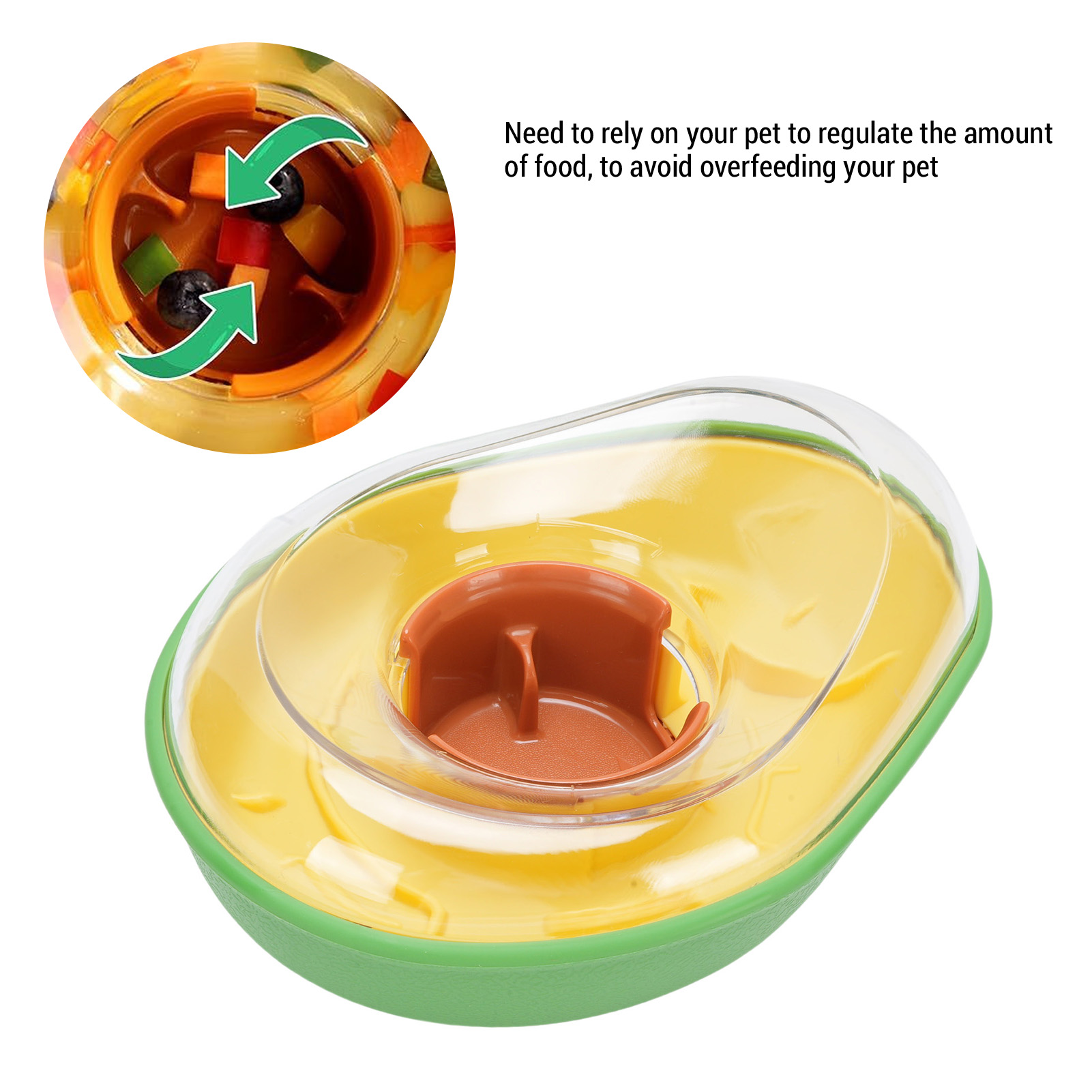 M Buder Avocado Slow Feeder Dog Bowl Plastic Automatic Pet Food Dispenser Puppy Interactive Toy 9.06 inches / 23 cm