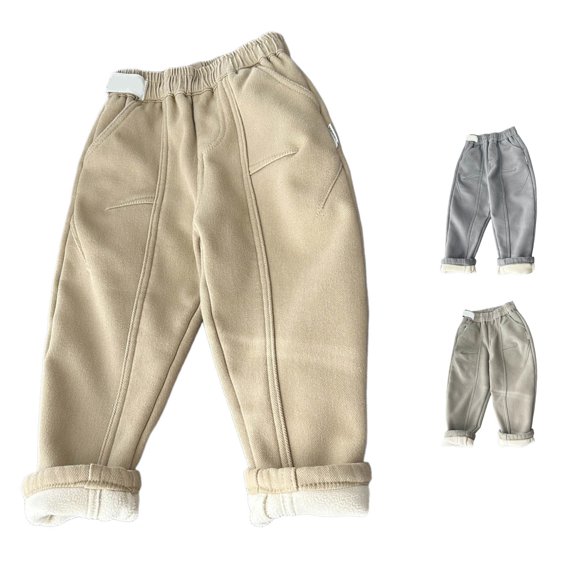 JAJAHO Boys Winter Pants Thermal Fuzzy Lining Thickened Trousers Sizes 18M-10T Kids Warm Casual Joggers Pants