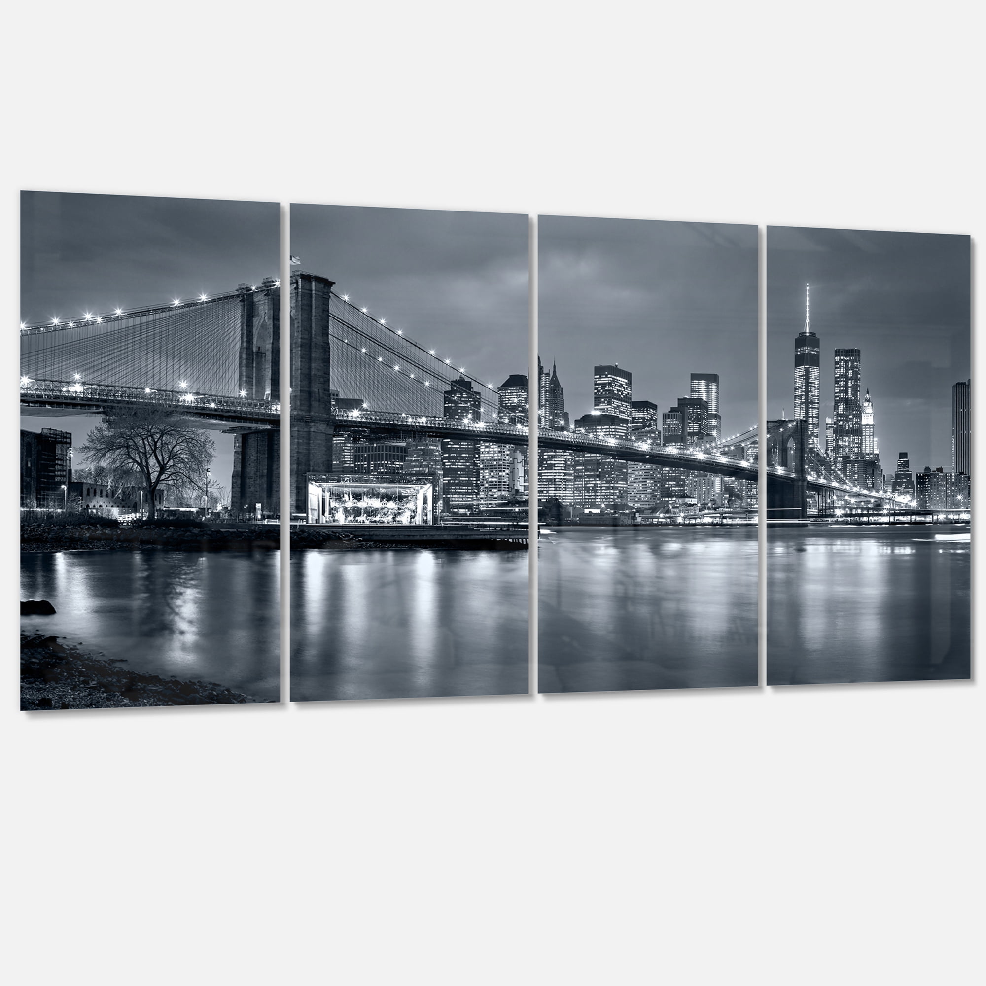 Designart 'Panorama New York City at Night ' Cityscape Canvas Print