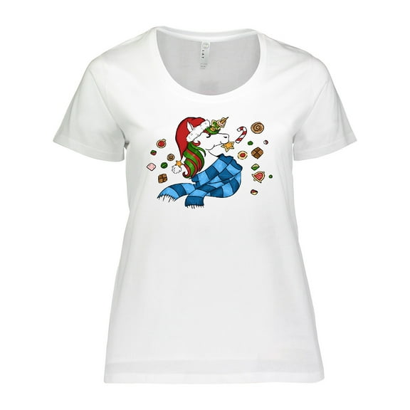 Inktastic Cute Christmas Unicorn with Cookies Women's Plus Size T-Shirt