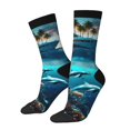 thumbnail image 1 of Fotbe Hawaiian Ship Dolphin Calcetas Largas con Estampado para Hombre y Mujer – Calcetas de Compresión Transpirables y Elásticas, Viajar y Uso Diario Talla 5-11, 1 of 6