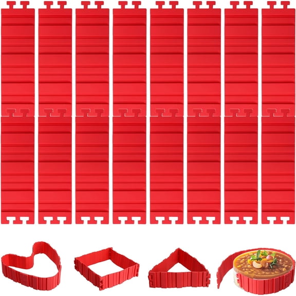 16 Pack Silicone Cake Mold Magic Bake Snake, Silicone Cake Shapers for DIY Round Rectangular Heart Shape Cake Dessert, Ice Barrier for Tie Dye