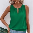 thumbnail image 4 of Fshinging 2026 Summer Fashion Tank Top for Women V Neck Keyhole Basic Solid Casual Sleeveless Regular Fit Plus Size Outfits Green L, 4 of 6