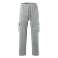 thumbnail image 3 of Idoravan Casual Pants for Men Women Casual Trousers High Waist Drawstring with Multi-Pockets Long Pants Gray M, 3 of 4