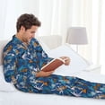 thumbnail image 6 of Hirioo Hawaiian Style for Men's Pajama Sets 2 Piece Pjs Men's Long-Sleeved Pajama Set Button Down Sleepwear,S-XXL-Small, 6 of 7