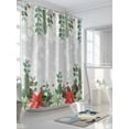 thumbnail image 3 of Christmas Poinsettia Small Stall Shower Curtain, Waterproof Shower Curtains for Bathroom, Xmas Eucalyptus Botanical Grey Washable Fabric Cloth Bath Curtain for Bathtub with Hooks 36x78 Inches, 3 of 6