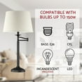 thumbnail image 6 of Kira Home Fremont 30" Adjustable Swing Arm Table Lamp + Light Gray Shade, 7W bulb (/), Black, 6 of 7