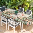 thumbnail image 2 of Eucalyptus Trucks Table Cloths for 8 Foot Rectangle Tables, Spring Farmhouse Floral Leaves Burlap Patio Waterproof Elastic Fitted Tablecloths, Washable Rectangular Table Cover for Camping, 2 of 8