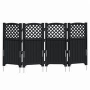 Devoko Fence Privacy Screen,4 Panels Outdoor Screen Enclosure for Patio & Yard, Resin Fence Panels Ideal for Hiding Air Conditioner and Trash Can, Black