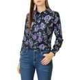 thumbnail image 6 of Allegra K Women's Point Collar Floral Print Casual Button Down Shirts, 6 of 7