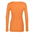 thumbnail image 4 of Fonma Going Out Tops for Women Fall Long Sleeve Lightweight Tops Ribbed Crew Neck Shirts Winter Trendy Travel Clothes Orange XL, 4 of 5