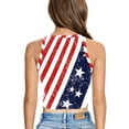 thumbnail image 2 of Biekopu Women Independence Day Tank Tops, Adults Slim-fit Star  Stripe Print Round Neck Crop Tops, 2 of 5