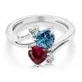 thumbnail image 2 of Gem Stone King 10K White Gold Diamond Accent Ring Persian Blue Moissanite Created Ruby (1.80 Cttw), 2 of 3