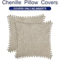 thumbnail image 6 of Throw Pillow Covers Decorative 16 X 16 Inches Pack of 2 Cozy Solid Dyed Soft Chenille Cushion Cases with Pom Poms for Couch Sofa Bed Living Room Home Taupe, 6 of 6