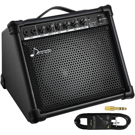 Donner Keyboard Amplifier 20 Watt AMP with Aux in and Two Channels, Bass Guitar Amp, Piano Amplifier, Electronic Drum Speaker Support for Microphone Input TV Computer