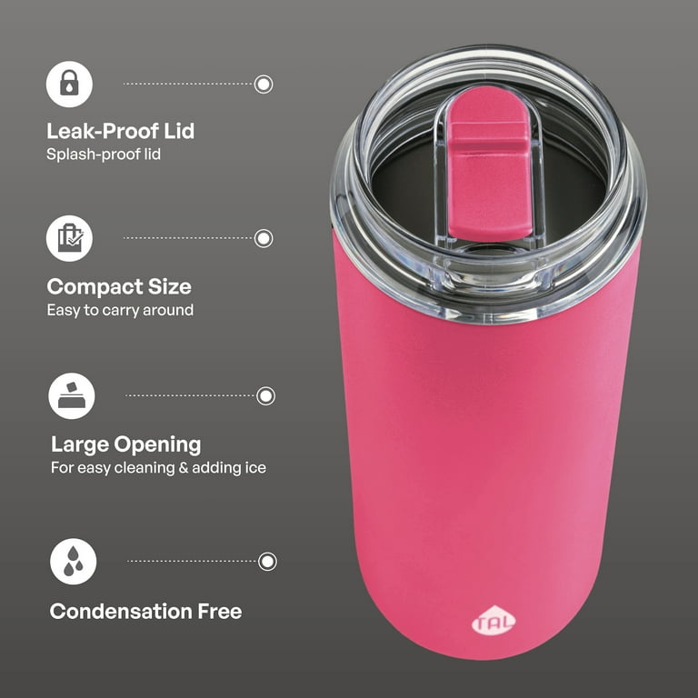 TAL Stainless Steel Tall Boy Water Bottle 18 oz Pink Double Wall