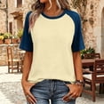 thumbnail image 7 of Dresfit Tops Women Crewneck Waffle Knit Shirts Summer 2026 Denim Short Sleeve Baseball Blouses Breathable Plus Size Color Block Outdoor T Shirt 2XL, 7 of 7