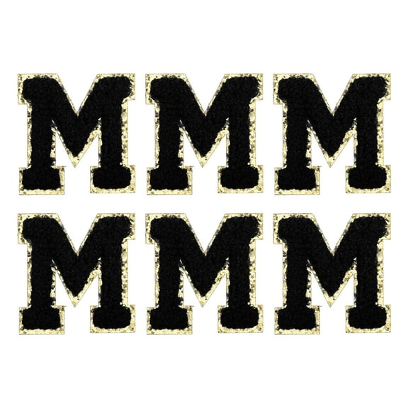Uxcell Letter M Chenille Letter Patches Self Adhesive Stick on Embroidered Patch for Clothing Repair(Black, Pack of 6)