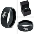 thumbnail image 4 of Tungsten Elk Moose Walking Band Ring 8mm Men Women Comfort Fit Black Dome Brushed Polished, 4 of 4