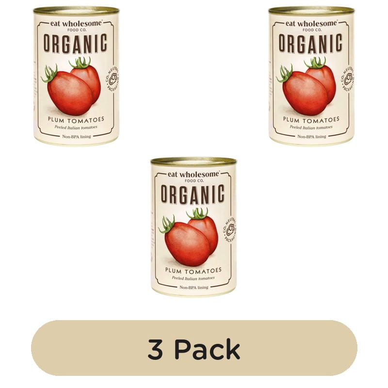 Eat Wholesome Organic Peeled Plum Tomatoes 400g, British Import (Pack of 3)