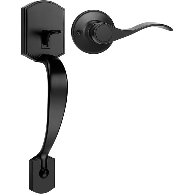 Front Door Handle and Deadbolt Set Front Door Lock Set Oil-Rubbed Bronze Vintage Lower Half Entry Handleset Entry Door Handle with Reversible Lever