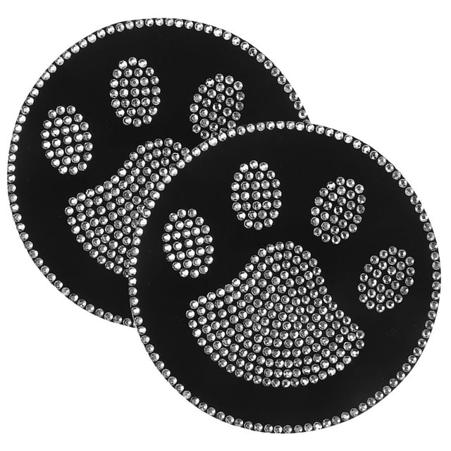 unbranded 2Ud Anti-Skid Car Cup Mats with Rhinestone Embellishment Easy to Clean White Coasters