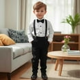 thumbnail image 3 of RUTAYY Toddler Boys Outfit Sets Long Sleeve Stand Collar Solid Color Shirt Tops Suspenders Pants with Pocket Gentleman Outfits Classic Versatile Clothing, 3 of 9