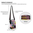 thumbnail image 6 of HELLHERO Potted Plant Geometric Blocks Polyester Women Messenger Bag 2 Zippers Casual Travel Adjustable Strap, 6 of 7