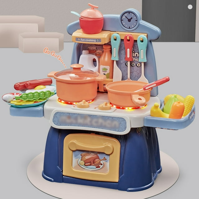 Pretend Play Toys for Toddlers Educational,Kitchen Play Set with Accessories- Mini Kitchen Set with Realistic Light Sound - Indoor Games Kitchen Cooking Playset - Toys for Toddlers Children & Girls