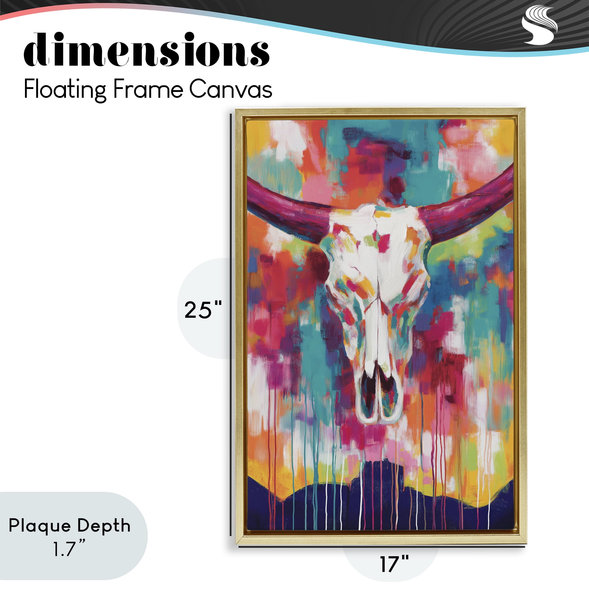 Stupell Industries Spirit Of The West Skull Gold Framed Floater Canvas Wall Art, design by Chromatic Storm Studio