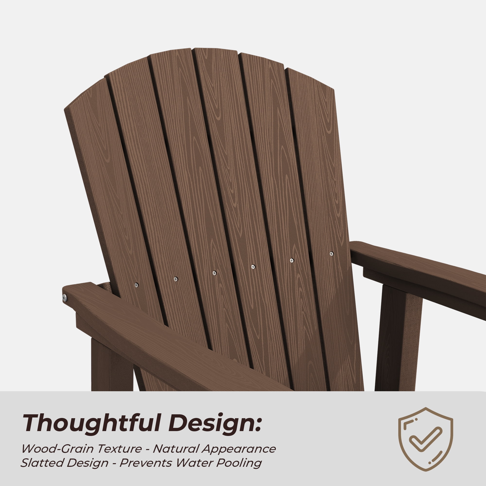 LOYALICE Adirondack Swivel Glider Chair, HDPE Resin Rocking Glider Chair, BrownWood