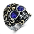 thumbnail image 5 of Mens 18K Gold Plated Stainless Steel Skull Ring European Ghost Head Customizable Inlaid Gemstone Ring for Men Fashion Jewelry Biker Ring, 5 of 6