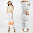 thumbnail image 5 of Uqiangy Linen Palazzo Trousers High Waisted Drawstring Capris Women's Linen Wide Leg Capri Pants Cropped Pants Women Boho Capris For Women Linen Cropped Pants Women Linen Capris For Women White S, 5 of 9