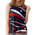 thumbnail image 4 of Women's Summer Round Neck Sleeveless Tank Top, Lightweight Independence Day Print Casual T-Shirt for Daily & Vacation Style,Dark Blue 2XL, 4 of 5