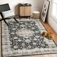 thumbnail image 7 of ZACOO 5' x 7' Vintage Distressed Area Rug for Living Room Bedroom Traditional Medallion Floral Non-Slip Stain Resistant Accent Rug Black, 7 of 7