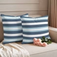 thumbnail image 2 of Blue Striped Outdoor Waterproof Pillow Covers, Modern Gradient Abstract Lines Aesthetic Decorative Square Throw Pillowcase Sofa Cushion Sham for Patio/Couch/Chair, 24"x24" 2 Pack, 2 of 8