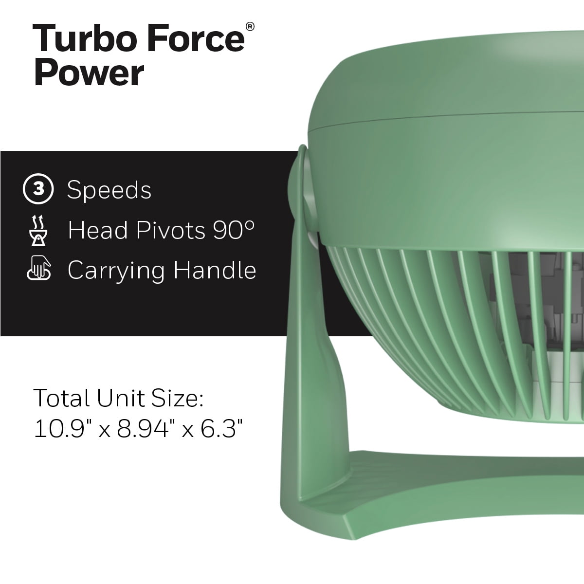 Honeywell Air Circulator Electric Whole Room Table Fan, Moss Green, 3 Speeds